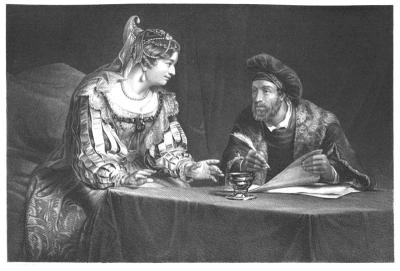 Ester und Mordechai. Stahlstich nach einem Gemälde von Aert de Gelder, Gemäldegalerie Dresden Alte Meister